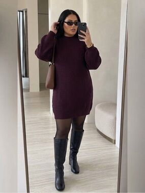 Reitmans Plum Burgundy Ribbed Knit Sweater Dress Plus Size 4X